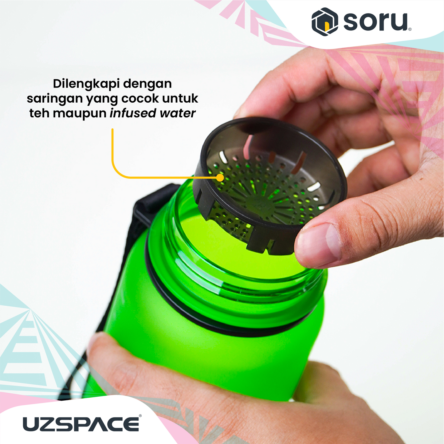 UZSPACE 3037 Botol Minum Olahraga Frosted Bottle 650ML USA Tritan