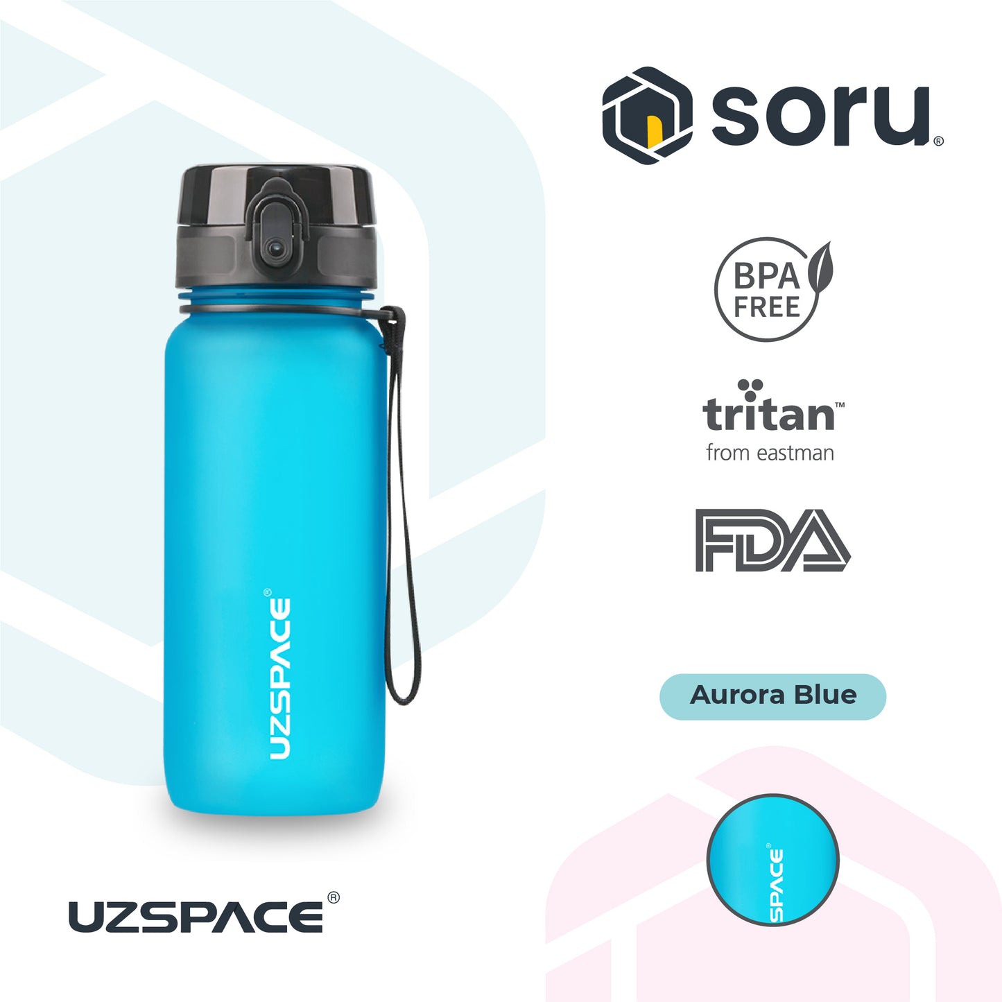 UZSPACE 3037 Botol Minum Olahraga Frosted Bottle 650ML USA Tritan