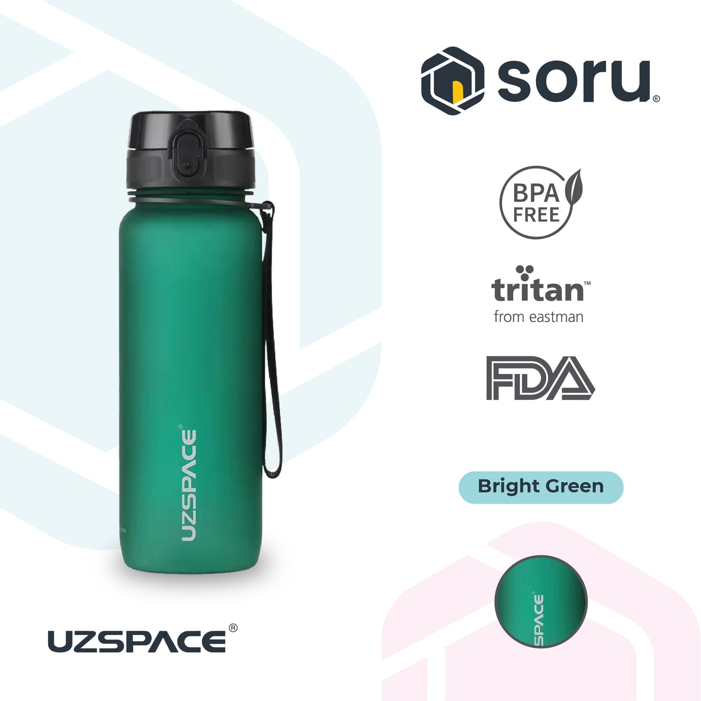 UZSPACE 3037 Botol Minum Olahraga Frosted Bottle 650ML USA Tritan