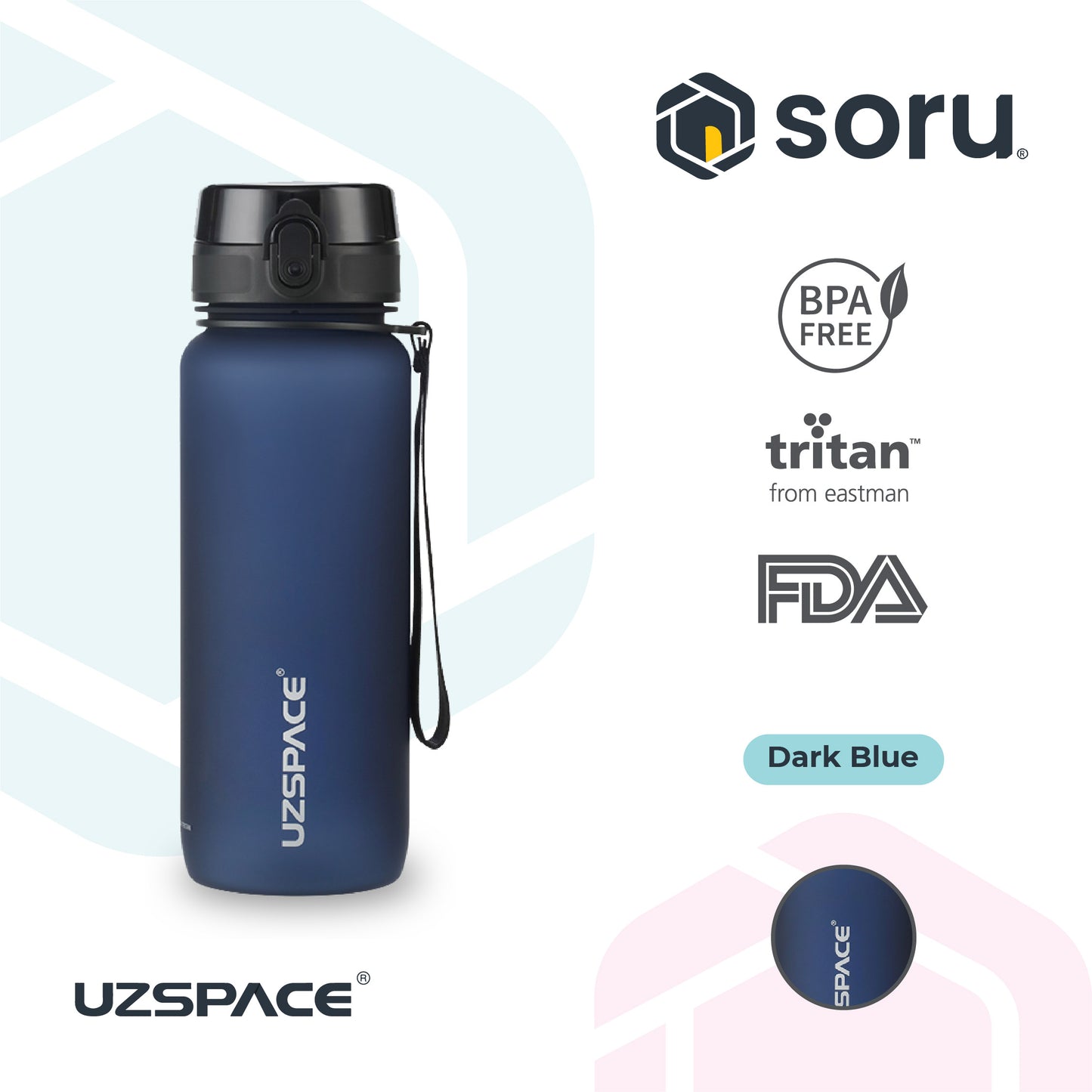 UZSPACE 3037 Botol Minum Olahraga Frosted Bottle 650ML USA Tritan