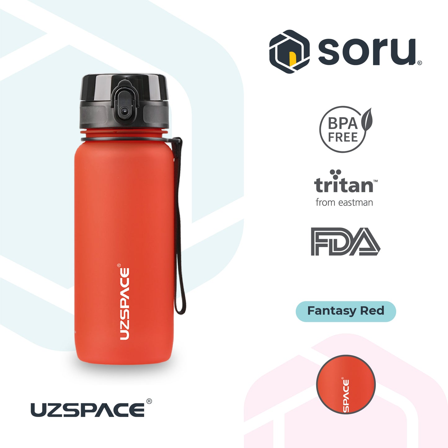 UZSPACE 3037 Botol Minum Olahraga Frosted Bottle 650ML USA Tritan