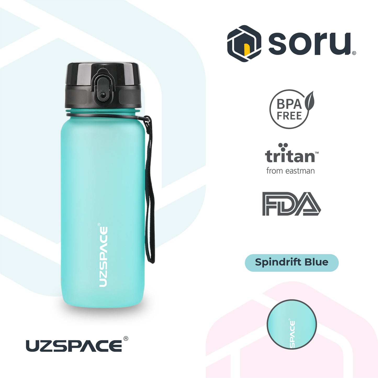 UZSPACE 3037 Botol Minum Olahraga Frosted Bottle 650ML USA Tritan