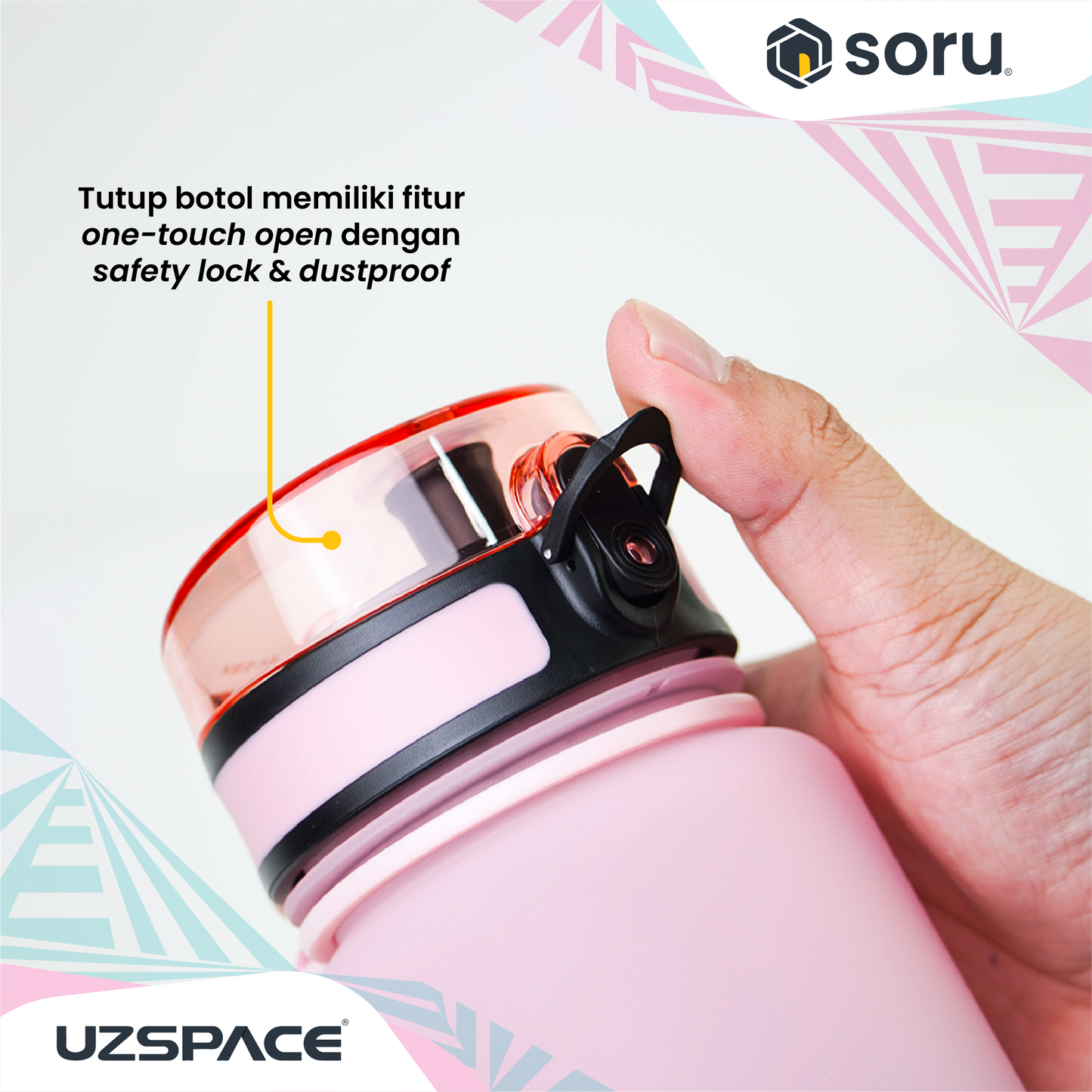 UZSPACE 3038 Botol Minum Olahraga Frosted Bottle 1000ML USA Tritan