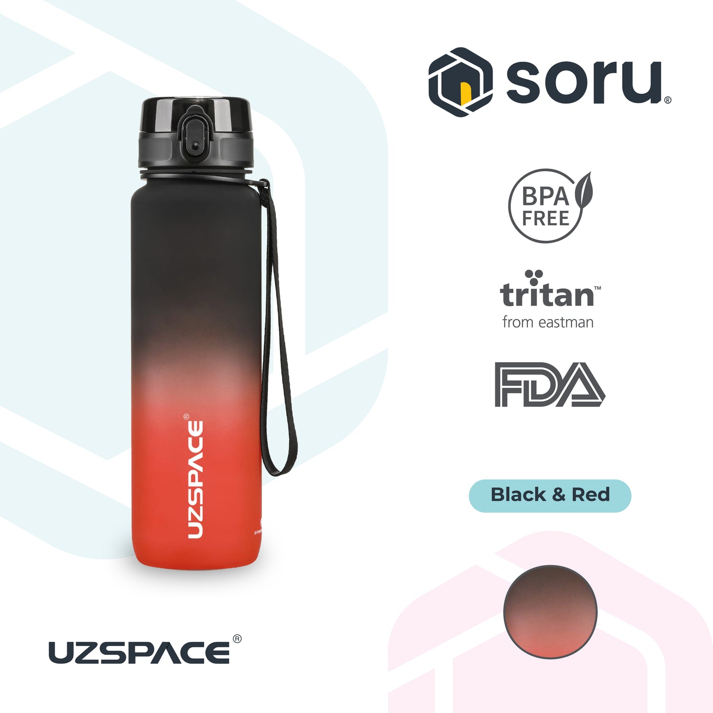 UZSPACE 3038 Botol Minum Olahraga Frosted Bottle 1000ML USA Tritan