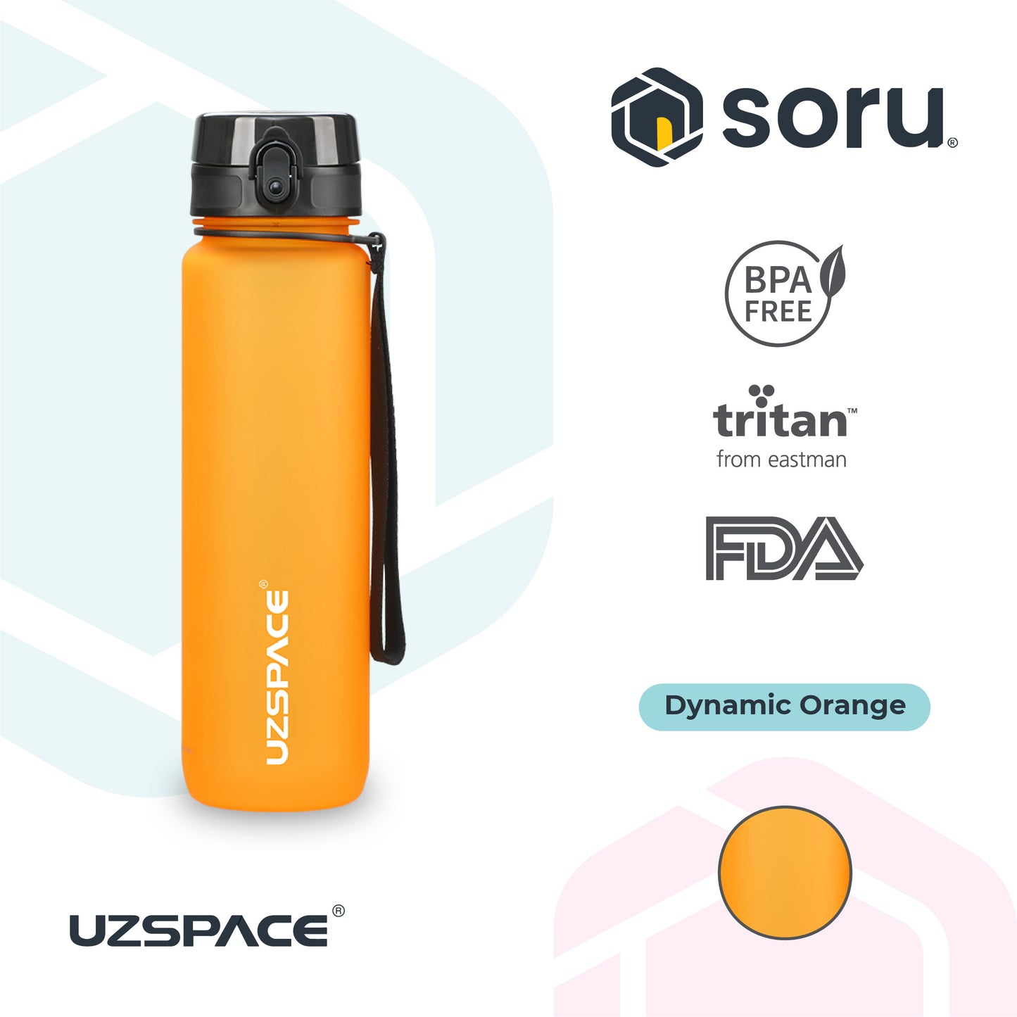 UZSPACE 3038 Botol Minum Olahraga Frosted Bottle 1000ML USA Tritan