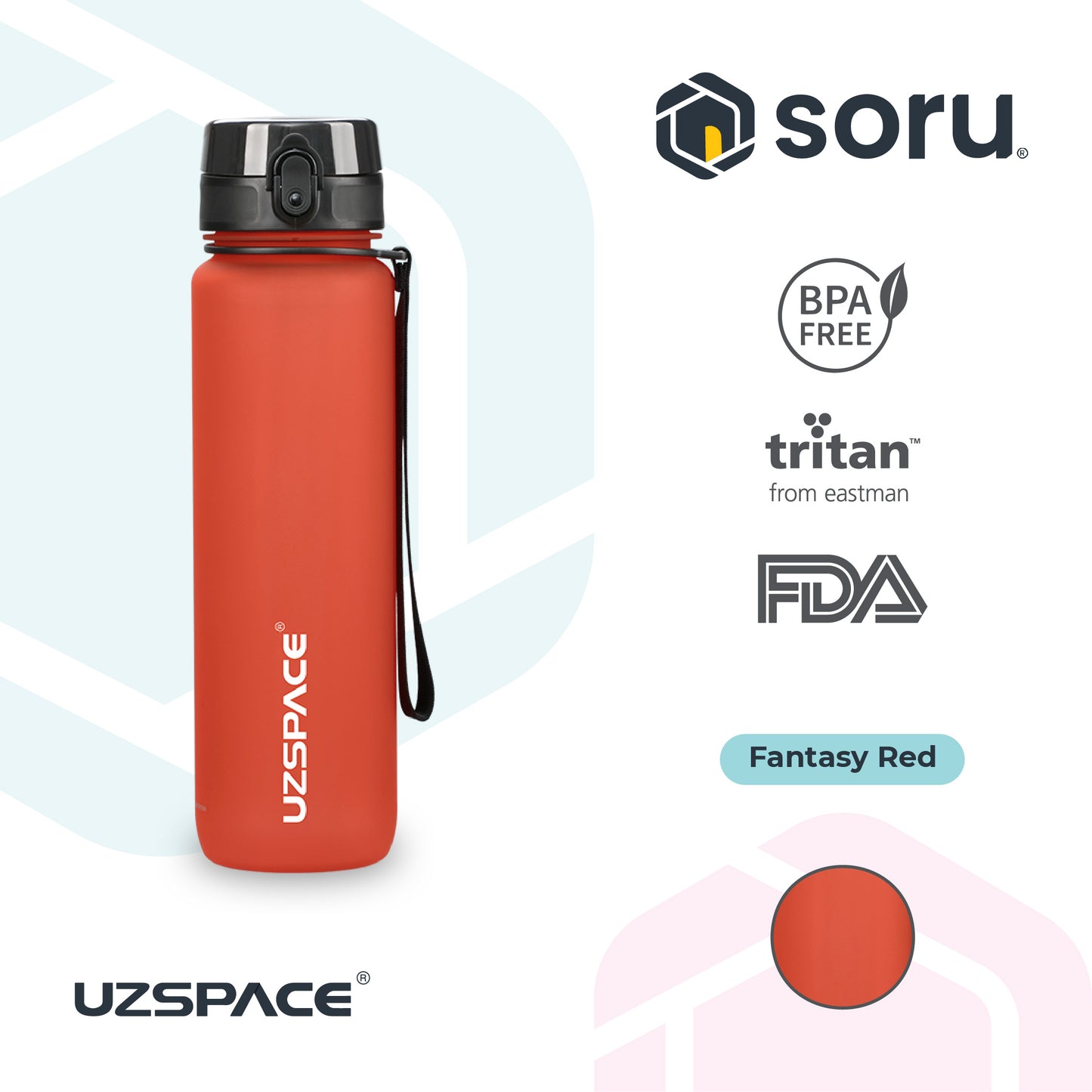 UZSPACE 3038 Botol Minum Olahraga Frosted Bottle 1000ML USA Tritan