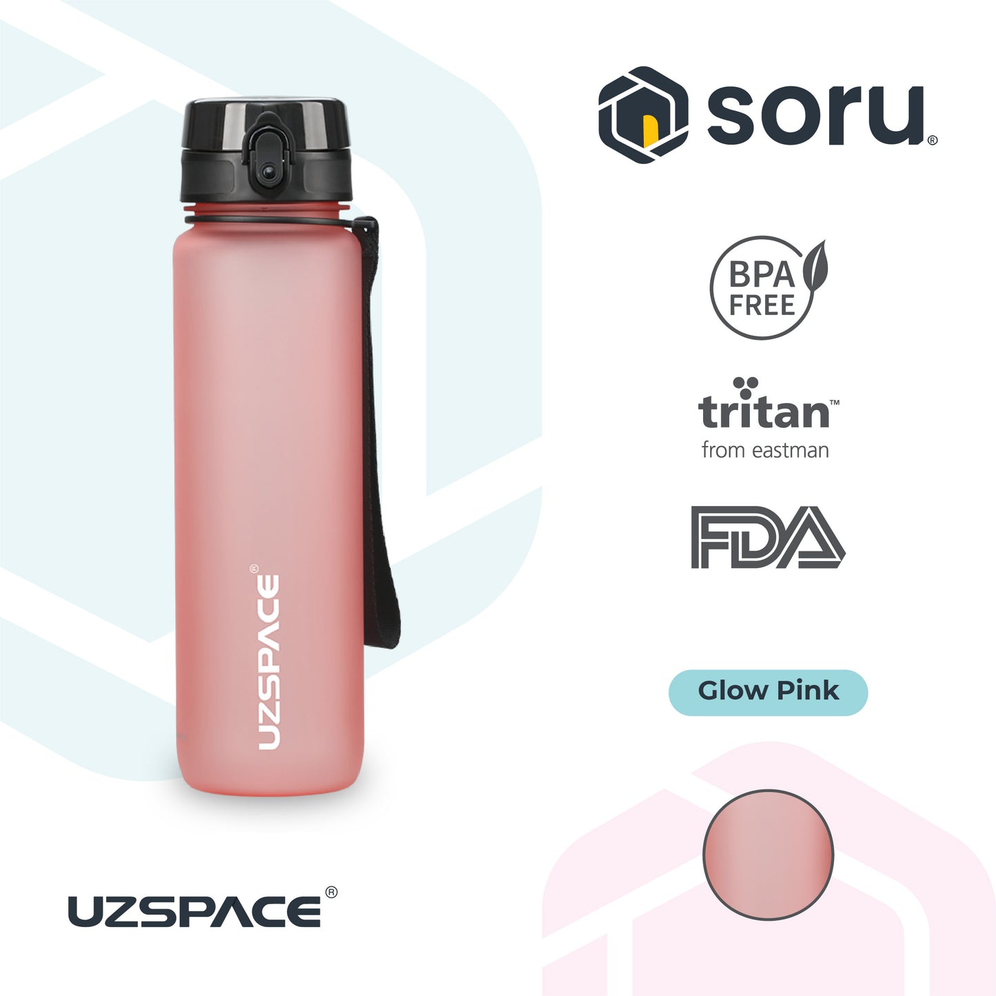 UZSPACE 3038 Botol Minum Olahraga Frosted Bottle 1000ML USA Tritan