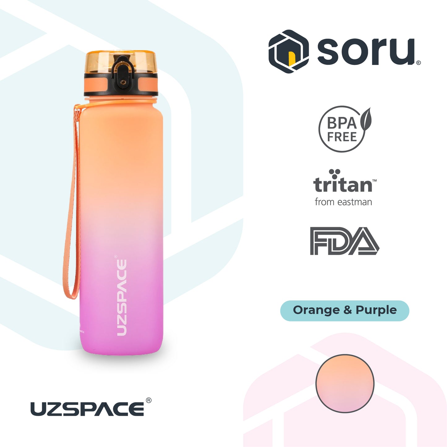 UZSPACE 3038 Botol Minum Olahraga Frosted Bottle 1000ML USA Tritan