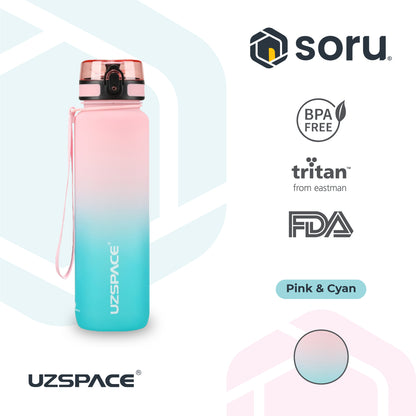 UZSPACE 3038 Botol Minum Olahraga Frosted Bottle 1000ML USA Tritan