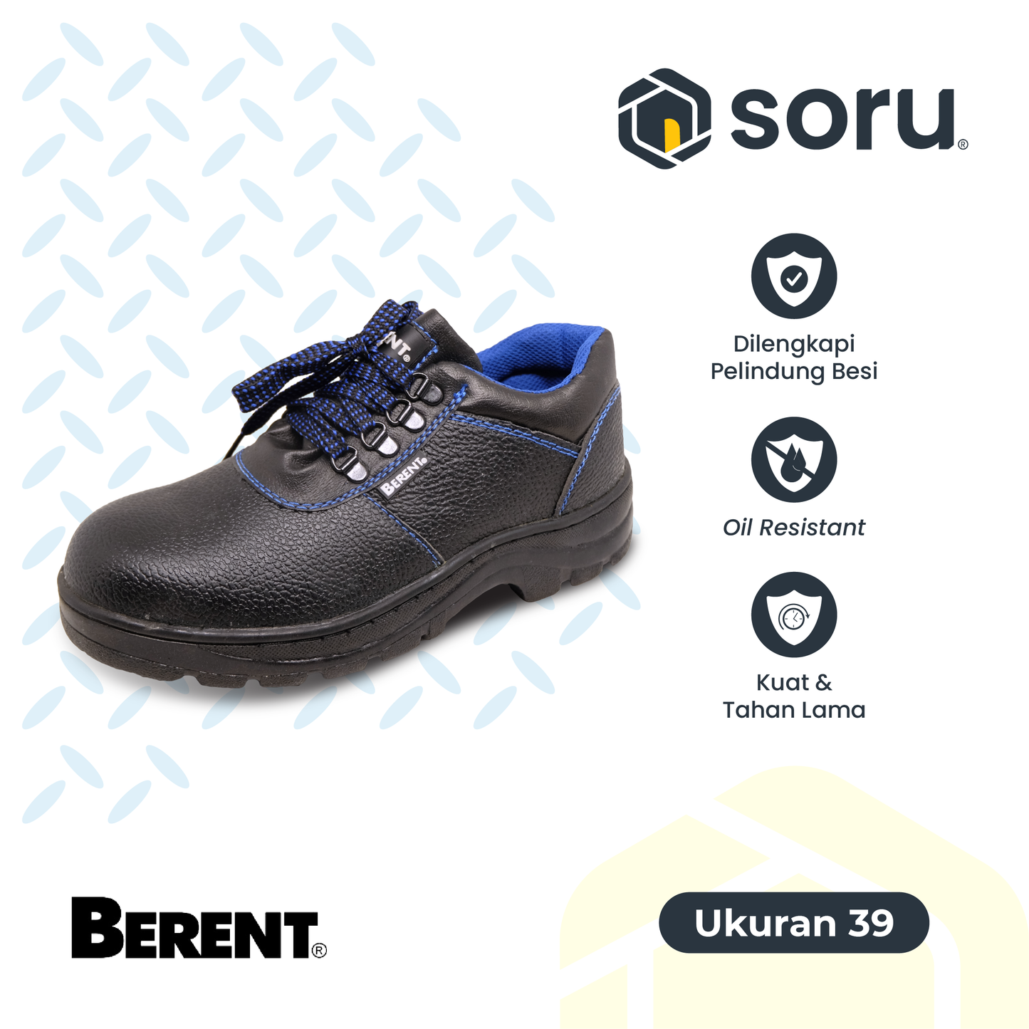 BERENT Sepatu Proyek Safety Shoes Pendek Ujung Besi Outdoor