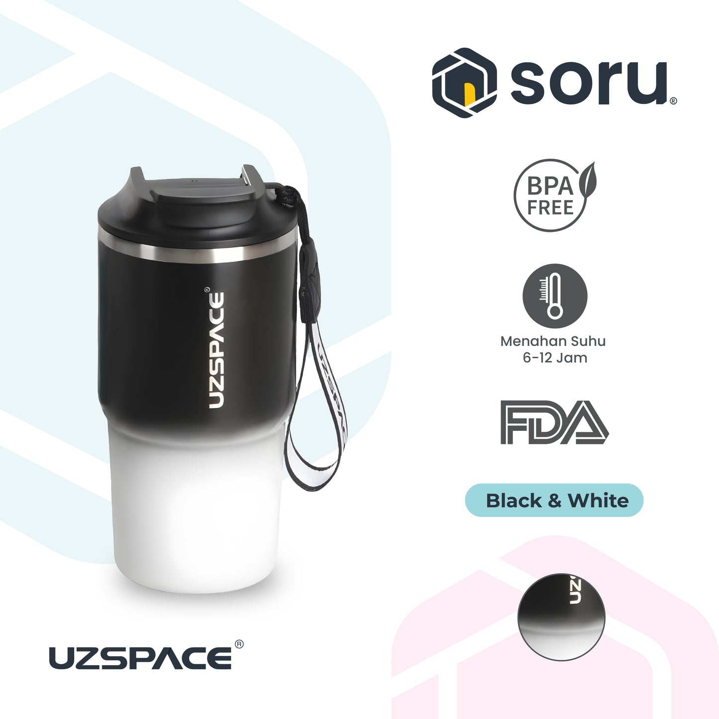 Uzspace Tumbler Coffee Mug 580ml SUS316 Vacum Insulated