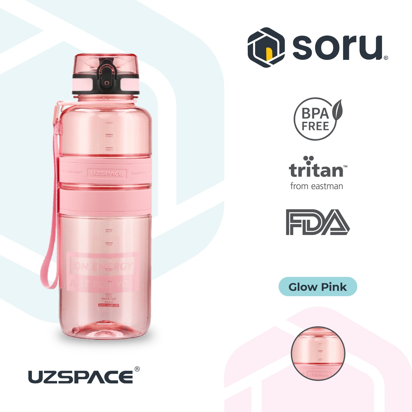 UZSPACE 5032 Botol Minum Olahraga Besar 1.5 Liter USA Tritan