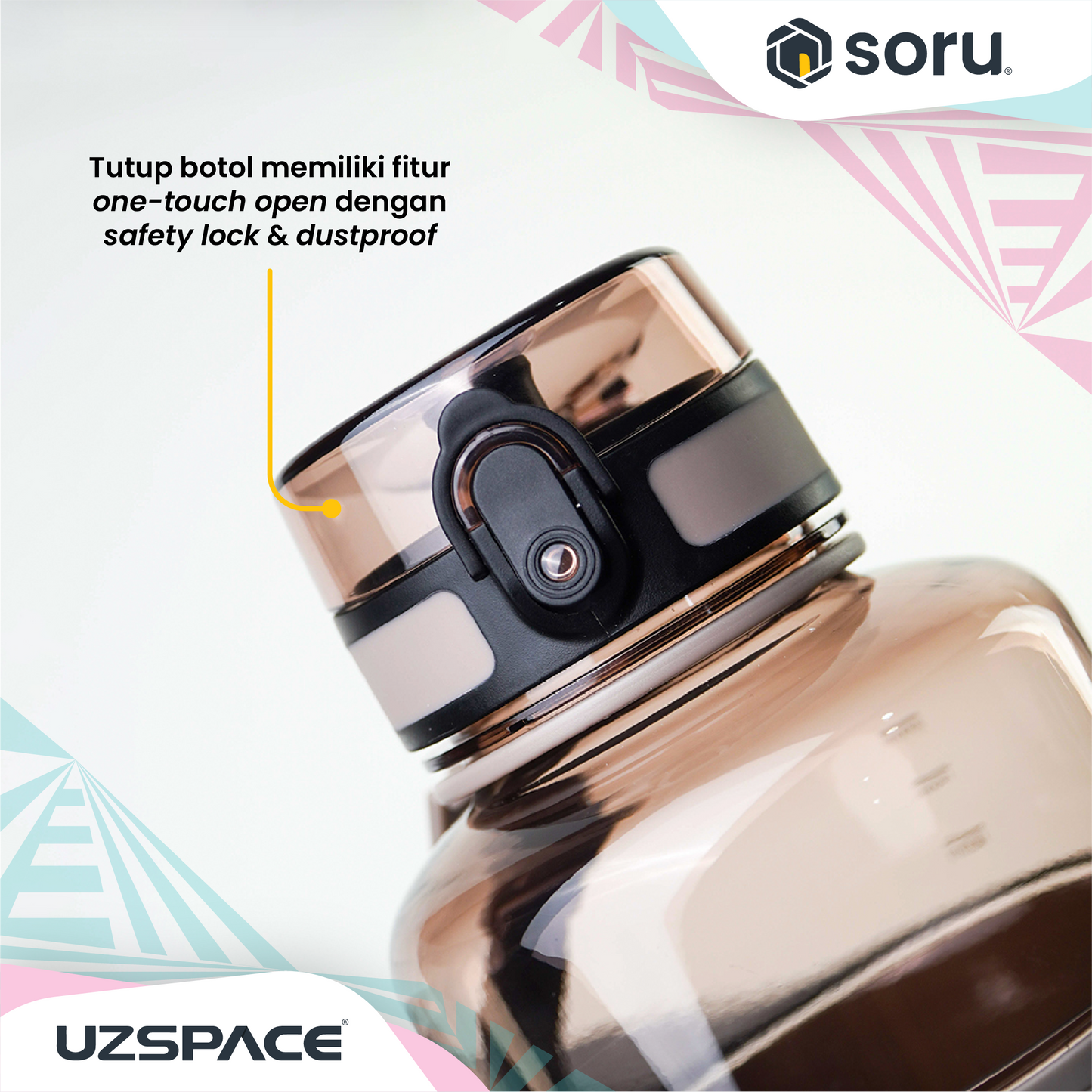 UZSPACE 5038 Botol Minum Olahraga Besar 2 Liter USA Tritan