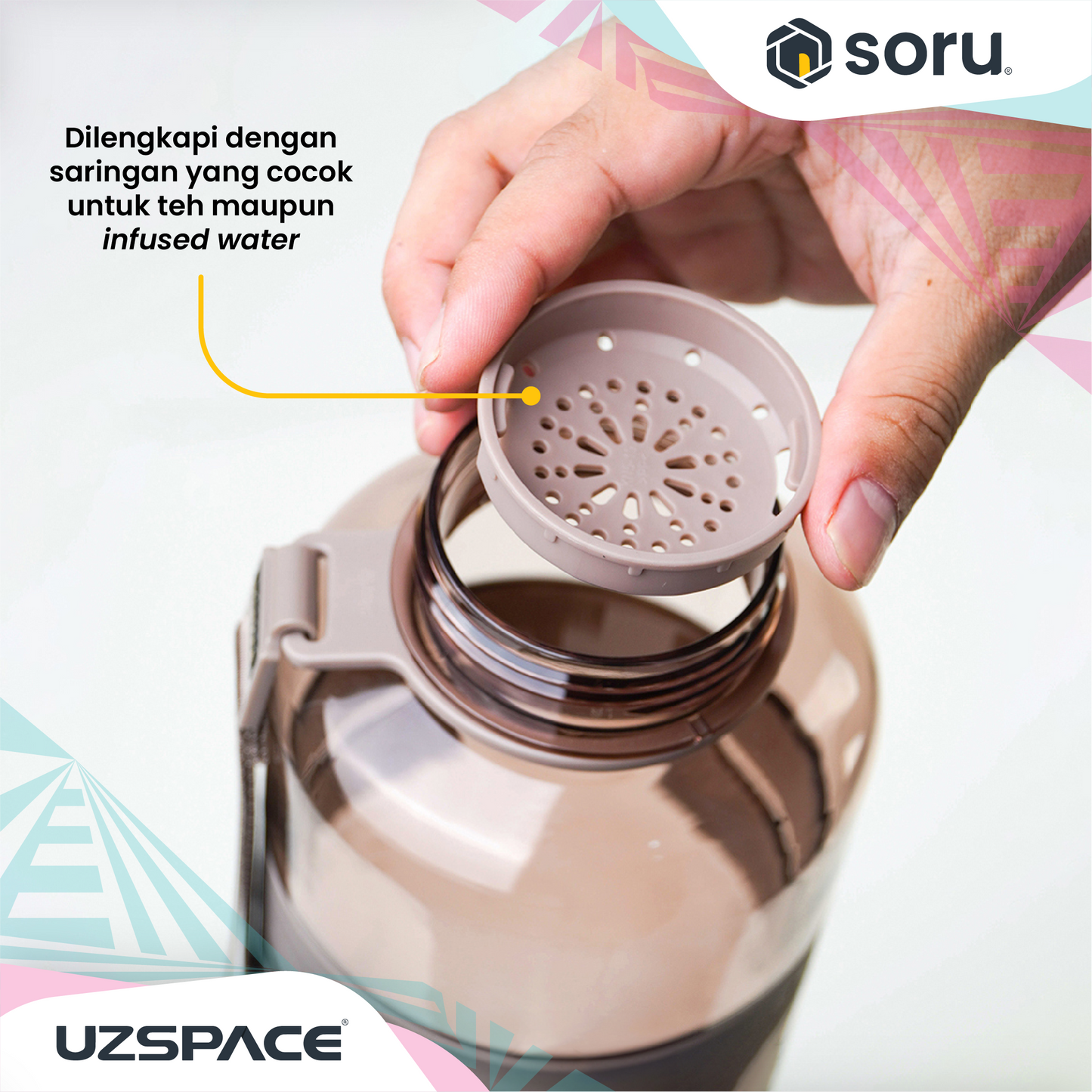 UZSPACE 5038 Botol Minum Olahraga Besar 2 Liter USA Tritan