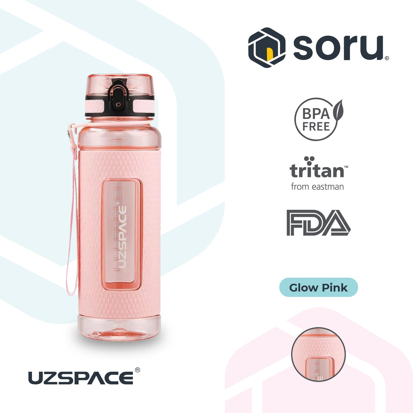 UZSPACE 5046 Botol Minum Olahraga Besar Sport Bottle 950ml USA Tritan