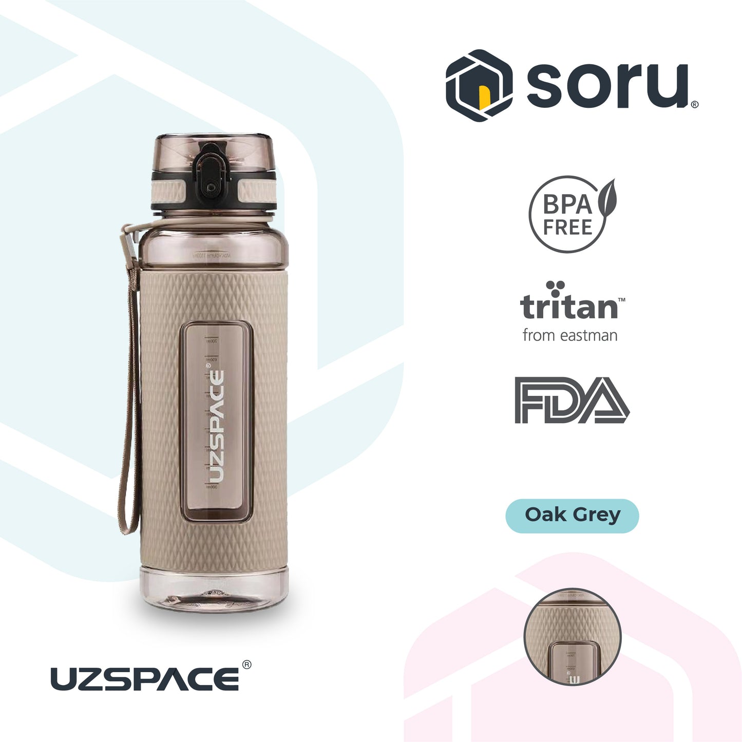 UZSPACE 5046 Botol Minum Olahraga Besar Sport Bottle 950ml USA Tritan