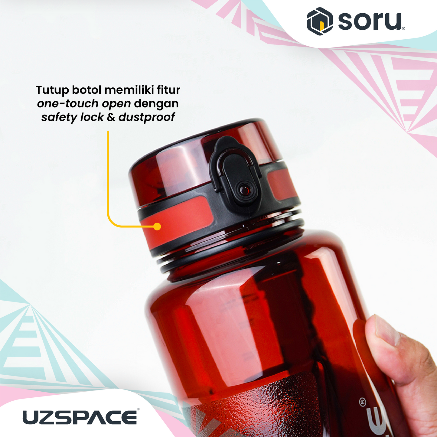 UZSPACE 6062 Botol Minum Olahraga Besar 1.5 Liter USA Tritan