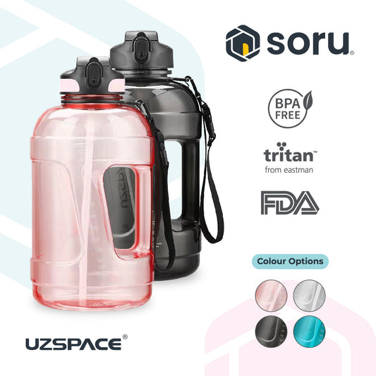 UZSPACE 6065 Botol Minum Sedotan Galon Straw Bottle 2.3 Liter Tritan