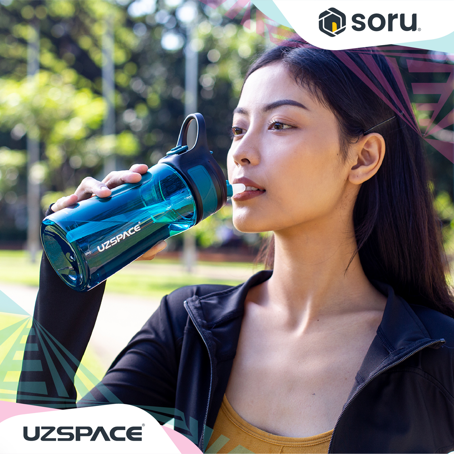 UZSPACE 9001 Botol Minum Anak Sedotan Straw Bottle 470ml USA Tritan