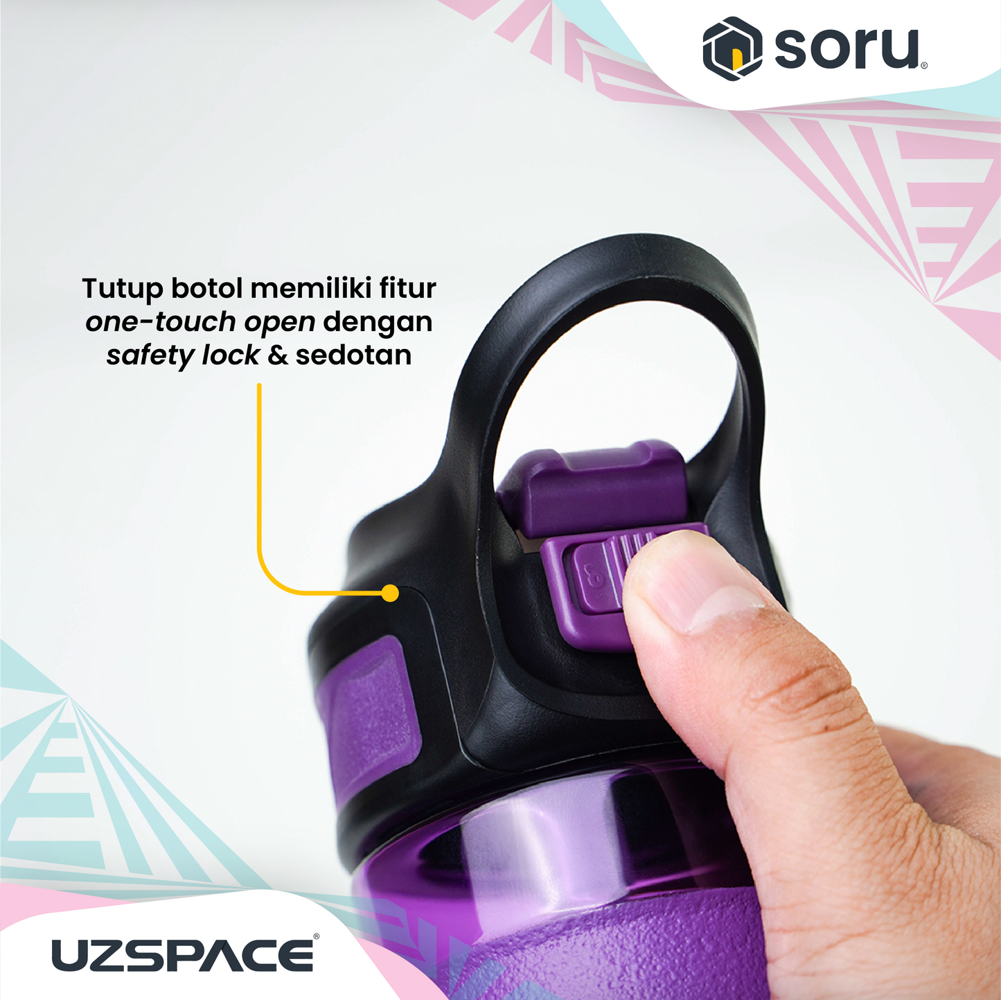 UZSPACE 9002 Botol Minum Sedotan Straw Bottle 670ml USA Tritan