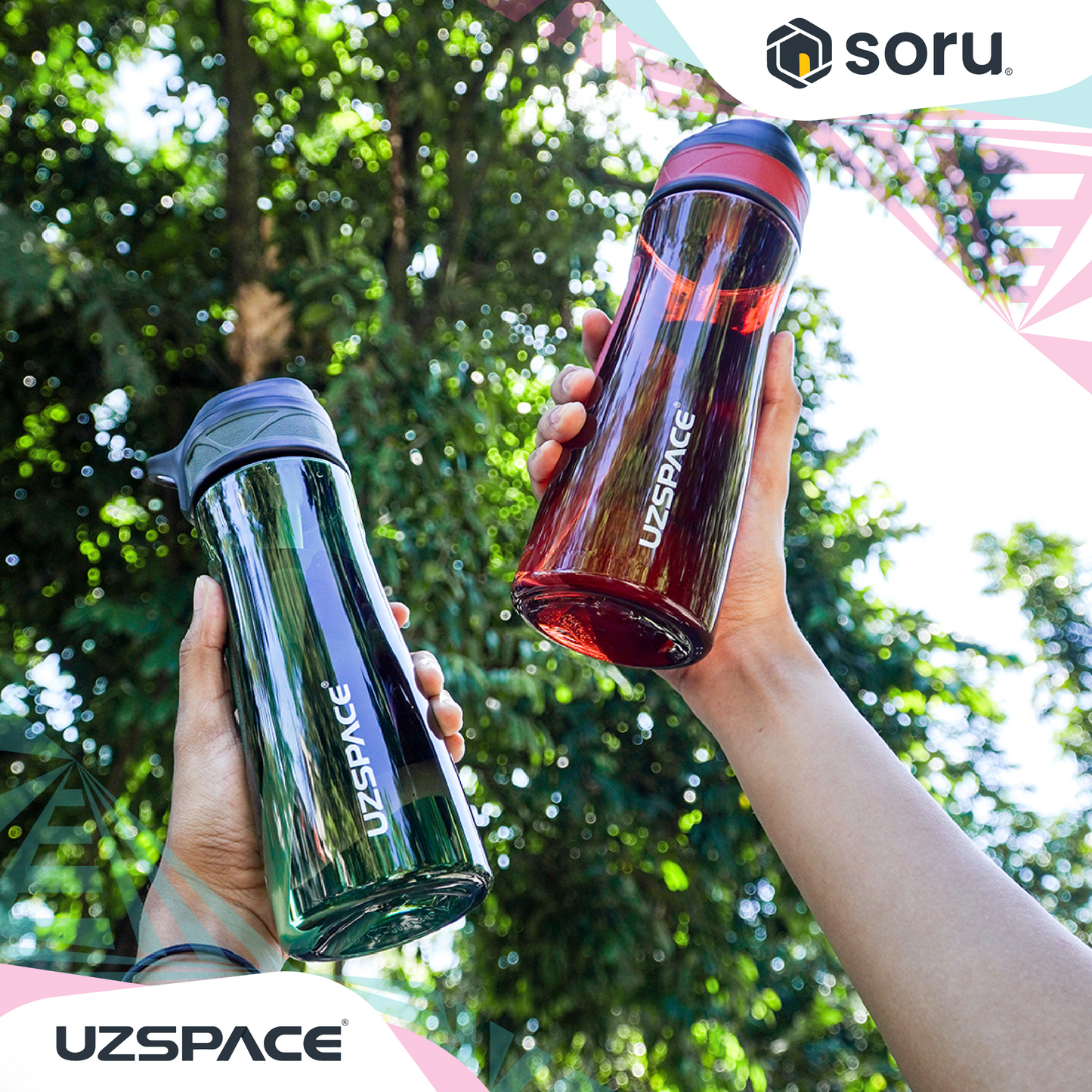 UZSPACE 9002 Botol Minum Sedotan Straw Bottle 670ml USA Tritan