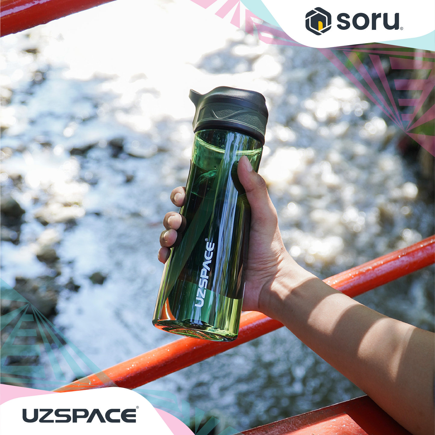 UZSPACE 9002 Botol Minum Sedotan Straw Bottle 670ml USA Tritan