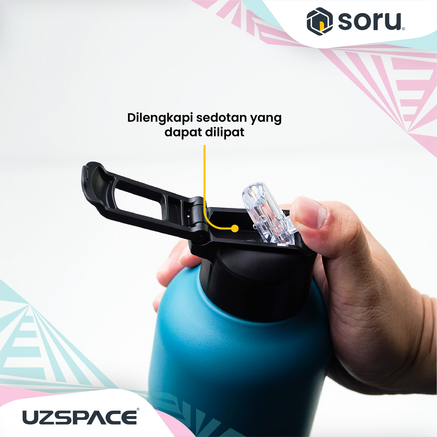 UZSPACE 9018 Botol Tumbler Thermos Sedotan 1 Liter Stainless SUS 316