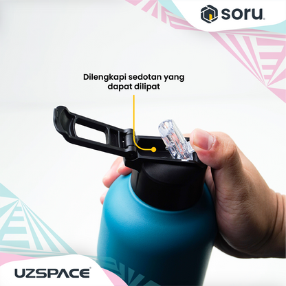 UZSPACE 9018 Botol Tumbler Thermos Sedotan 1 Liter Stainless SUS 316