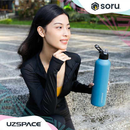 UZSPACE 9018 Botol Tumbler Thermos Sedotan 1 Liter Stainless SUS 316