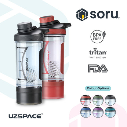 UZSPACE 9022 Botol Shaker Fitness Olahraga 500ml USA Tritan