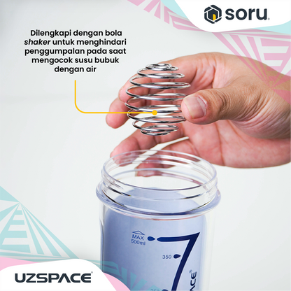 UZSPACE 9022 Botol Shaker Fitness Olahraga 500ml USA Tritan