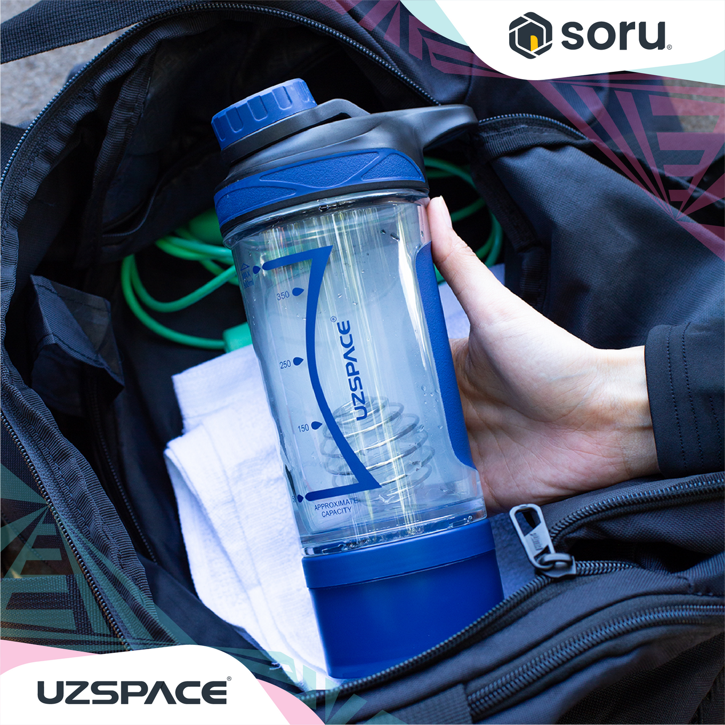 UZSPACE 9022 Botol Shaker Fitness Olahraga 500ml USA Tritan