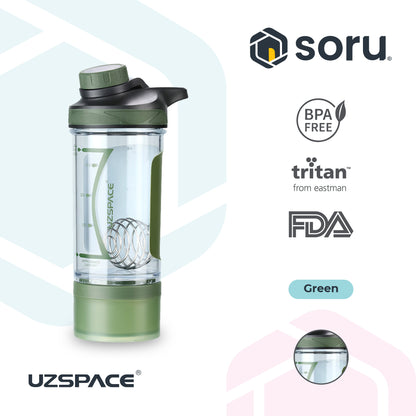 UZSPACE 9022 Botol Shaker Fitness Olahraga 500ml USA Tritan