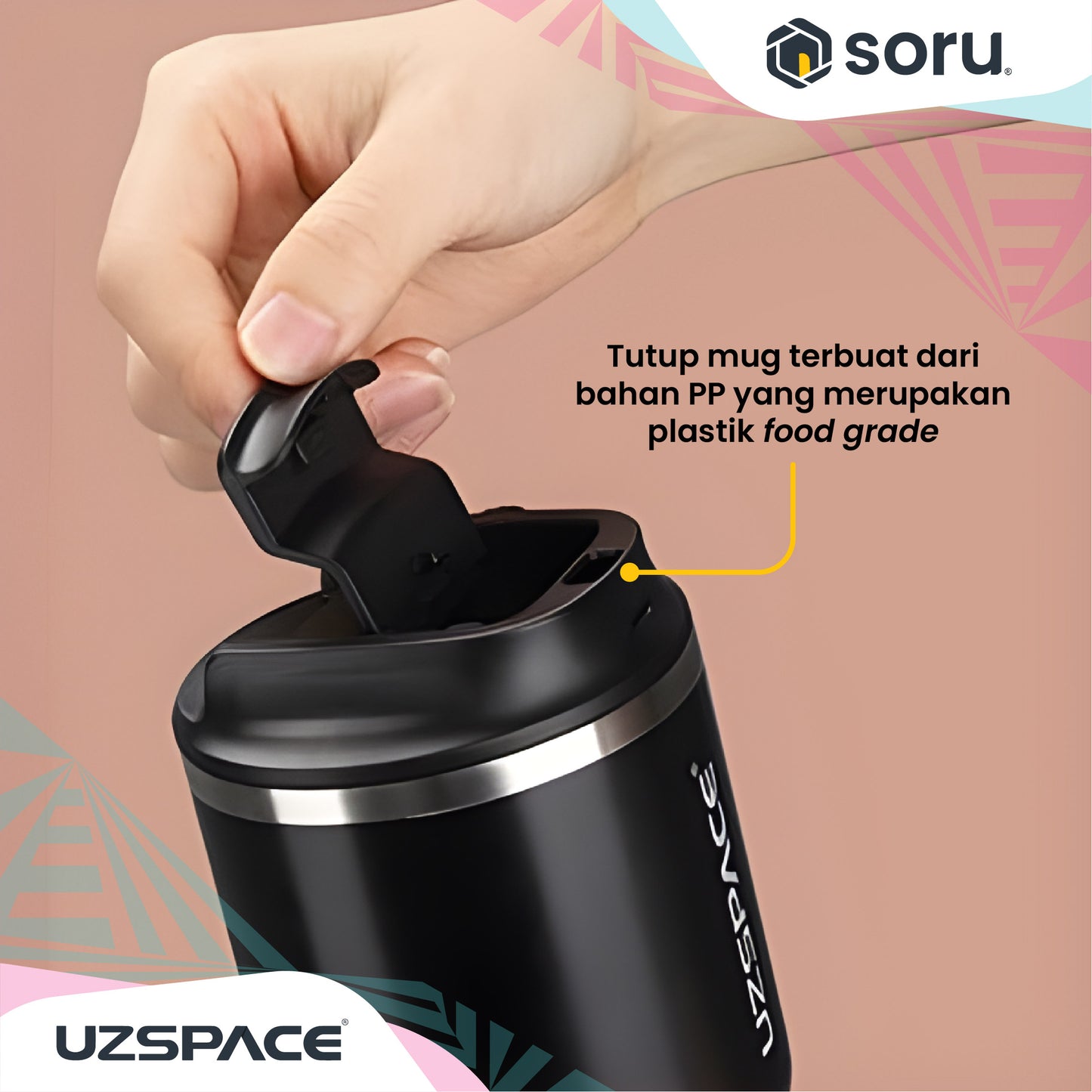 Uzspace Tumbler Coffee Mug 580ml SUS316 Vacum Insulated