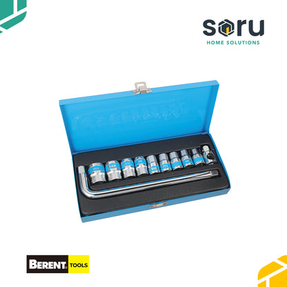 BERENT SET Soket 1/2 Inch 8-24 mm 11 PCS Socket Tool Kunci Sok BT8060