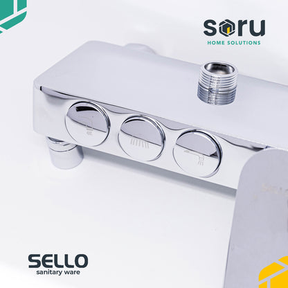 SELLO Set Shower Tiang Chrome Column Set - Model Tombol - Mixer SL9817