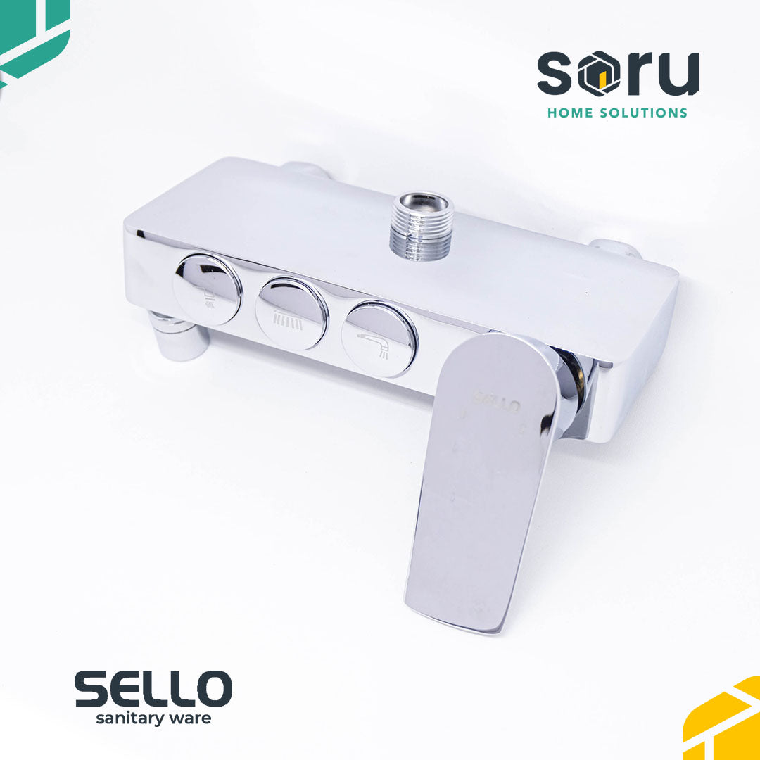 SELLO Set Shower Tiang Chrome Column Set - Model Tombol - Mixer SL9817