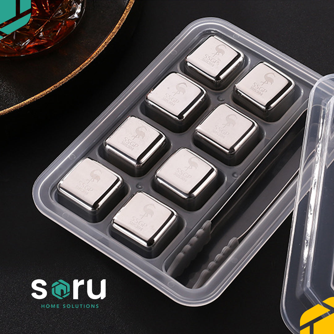 SSGP SET 8 Es Batu Stainless Reuseable Ice Cube Non Cair + 1 Capitan