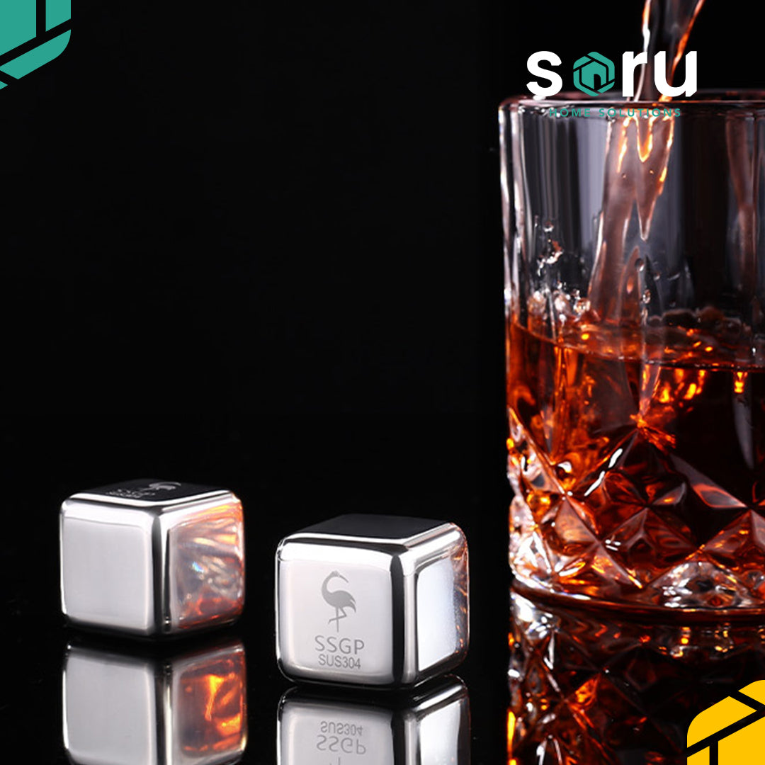 SSGP SET 8 Es Batu Stainless Reuseable Ice Cube Non Cair + 1 Capitan