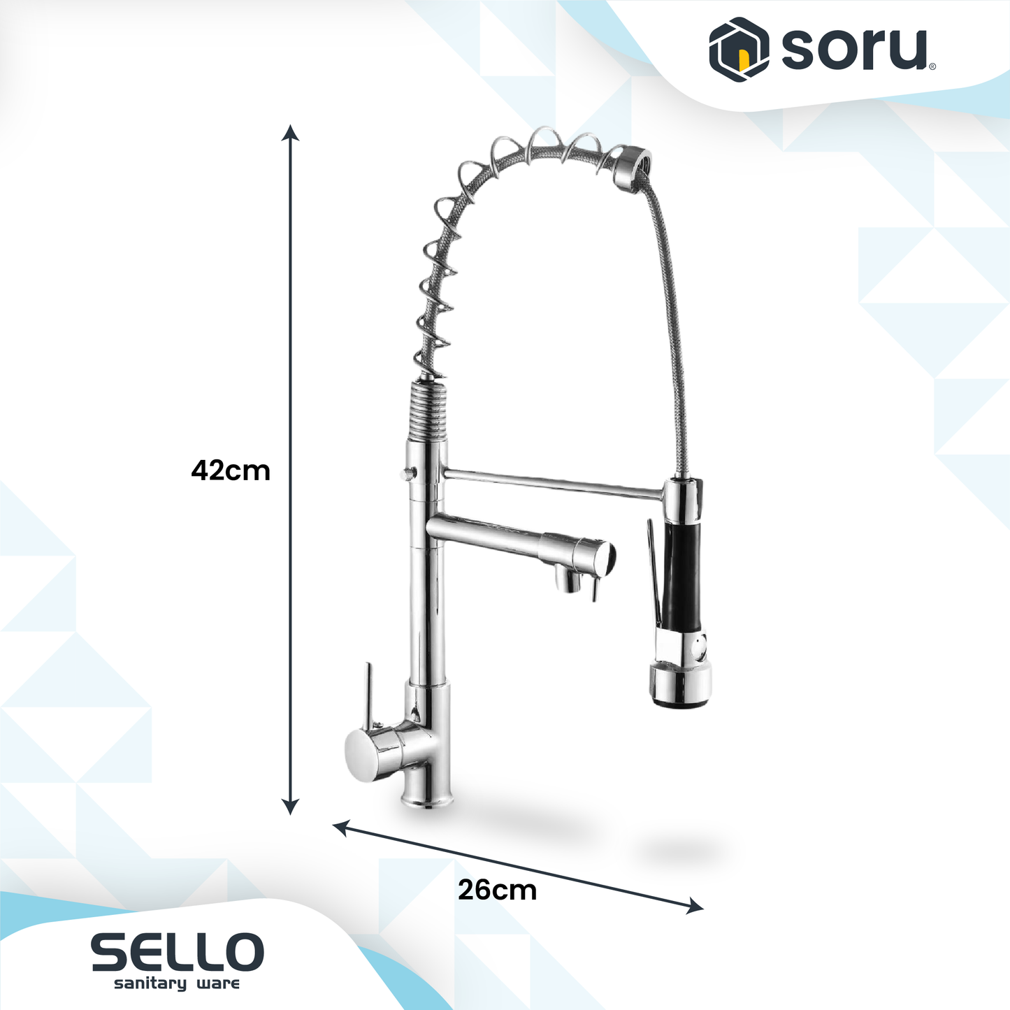 SELLO Flexible Stainless Kitchen Faucet Hot & Cold SL9187 Keran Dapur