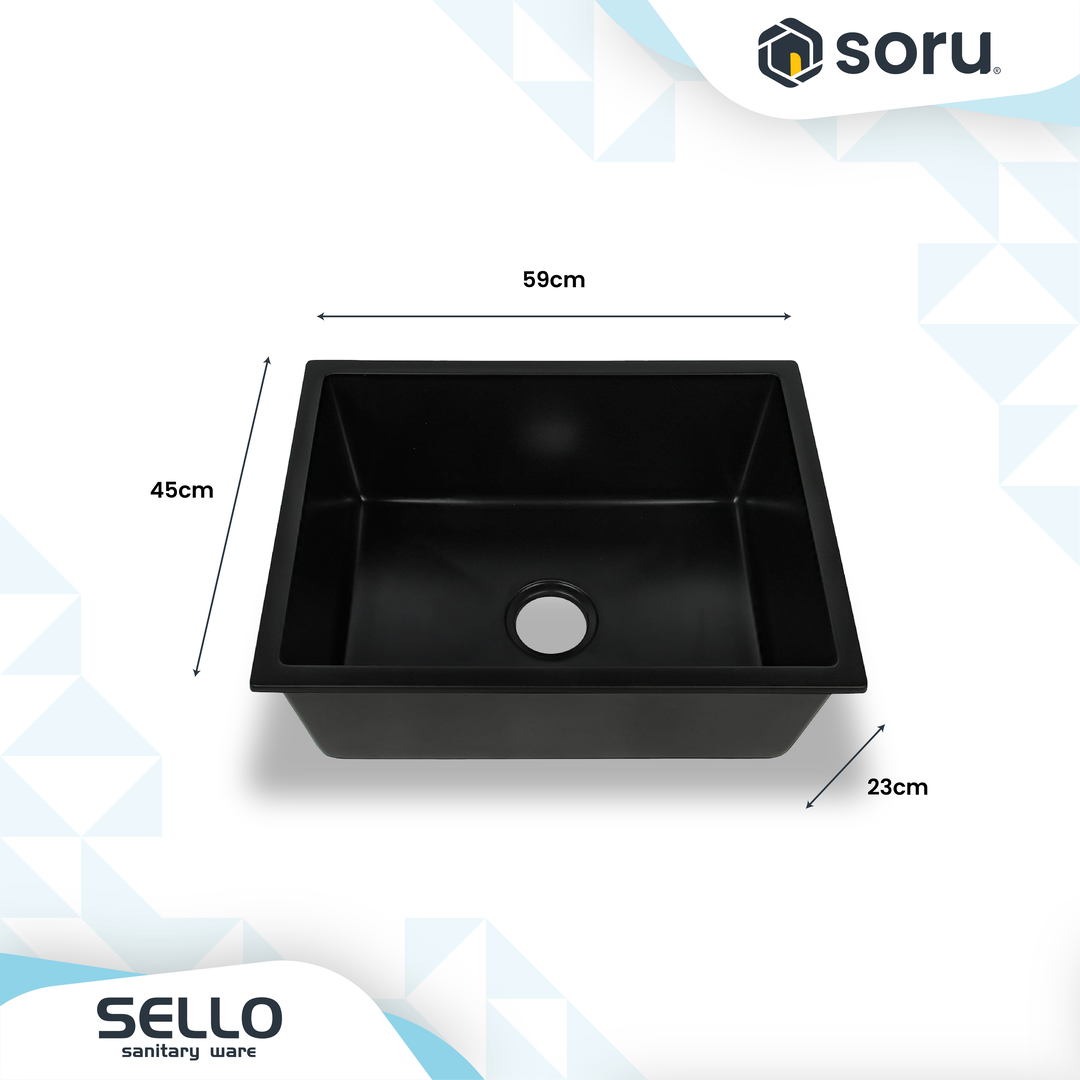 Granite Kitchen Sink Undermount Bak Cuci Piring Dapur CS5945 Black