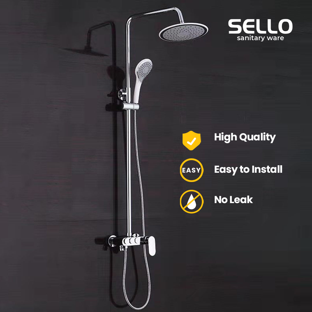 SELLO Set Shower Tiang Chrome Column Set - Model Tombol - Mixer SL9817