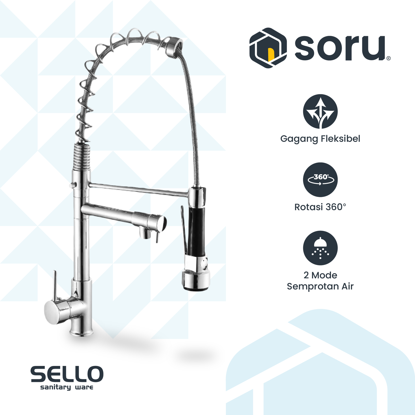 SELLO Flexible Stainless Kitchen Faucet Hot & Cold SL9187 Keran Dapur