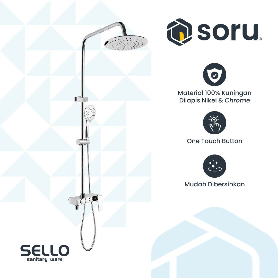 SELLO Set Shower Tiang Chrome Column Set - Model Tombol - Mixer SL9817