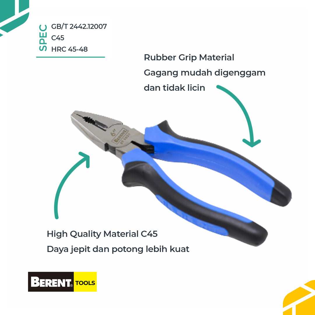 BERENT Tang Kombinasi 6 7 8 Inch Combination Plier  BT1030 BT1031 BT1263