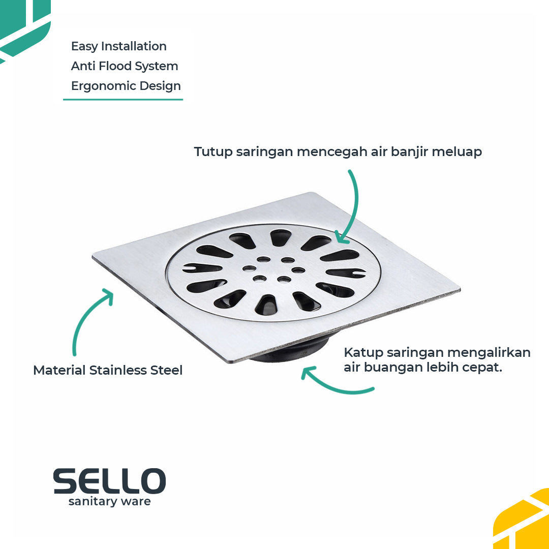 SELLO Saringan Got Floor Drain Kamar Mandi Stainless Steel SL6101