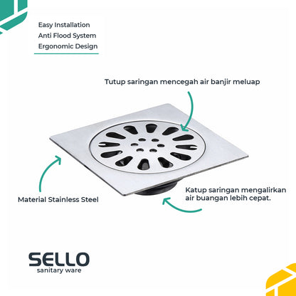 SELLO Saringan Got Floor Drain Kamar Mandi Stainless Steel SL6101