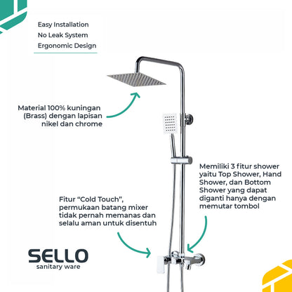 SELLO Set Shower Tiang Chrome Column Set - Shower Mandi - Mixer SL9811