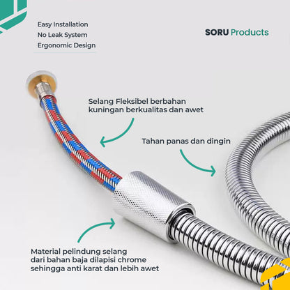 Selang Shower Fleksibel Flexible Hose 150 Cm Selang Stainless Kuningan