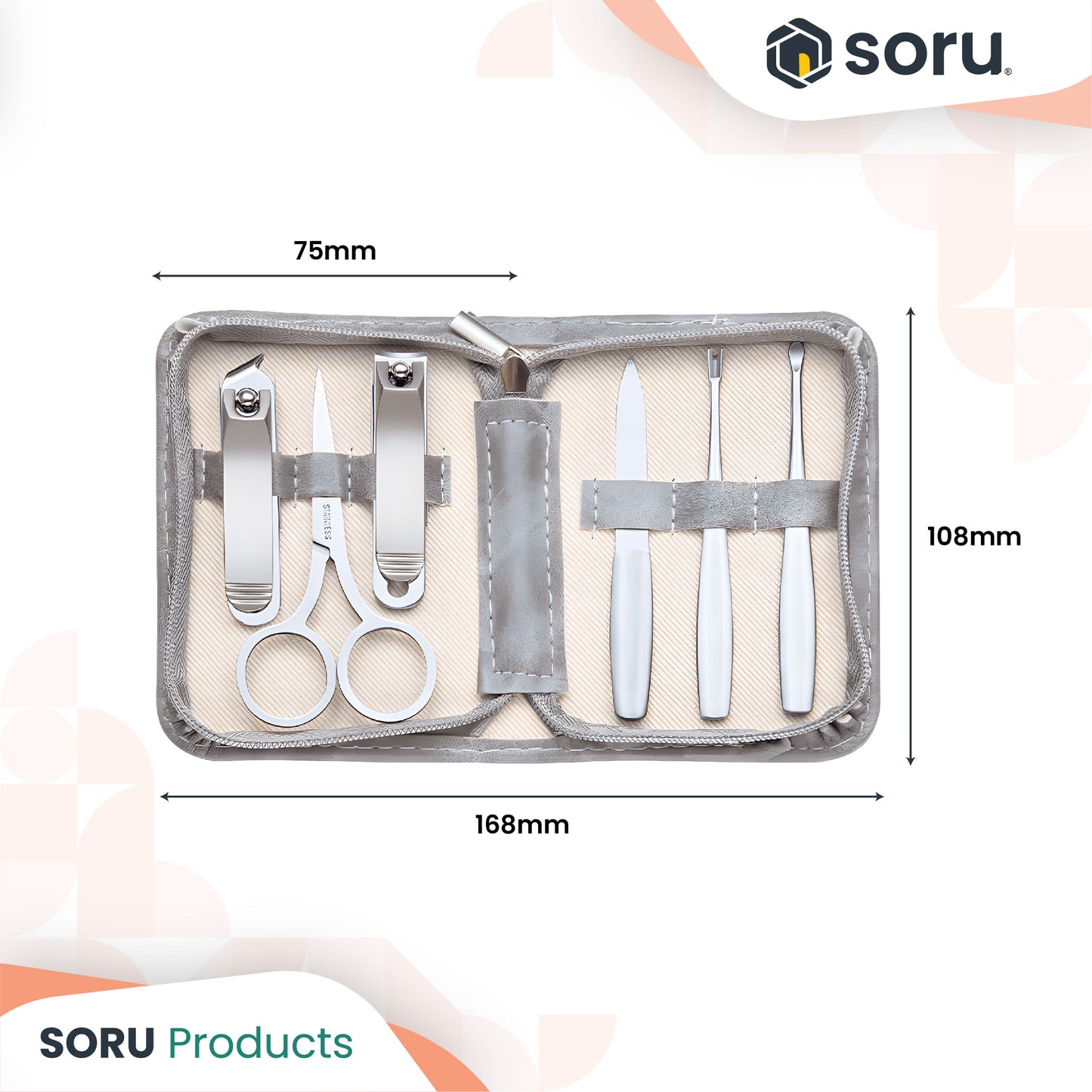 Gunting Kuku Nail Clipper Set 6pcs Grey 7035A